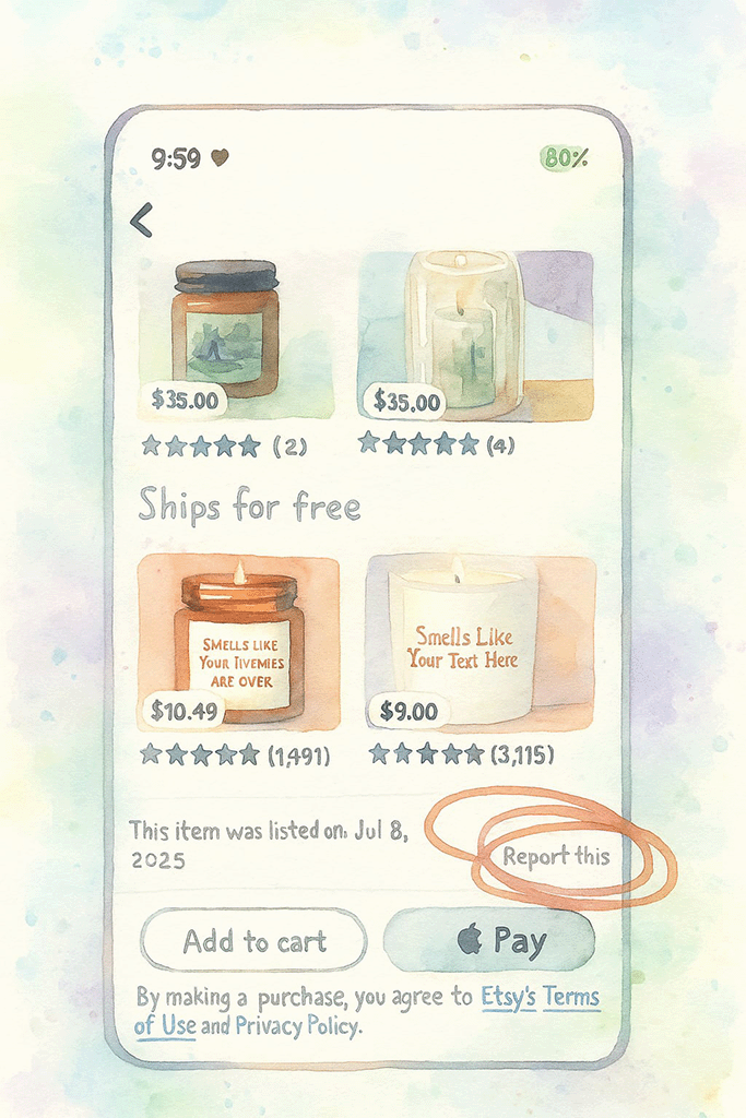 phone screen with online store on it.