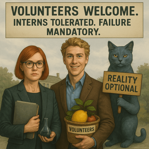 pixel, george and alice welcoming volunteers